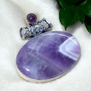 Purple Chevron Amethyst Silver Pendant